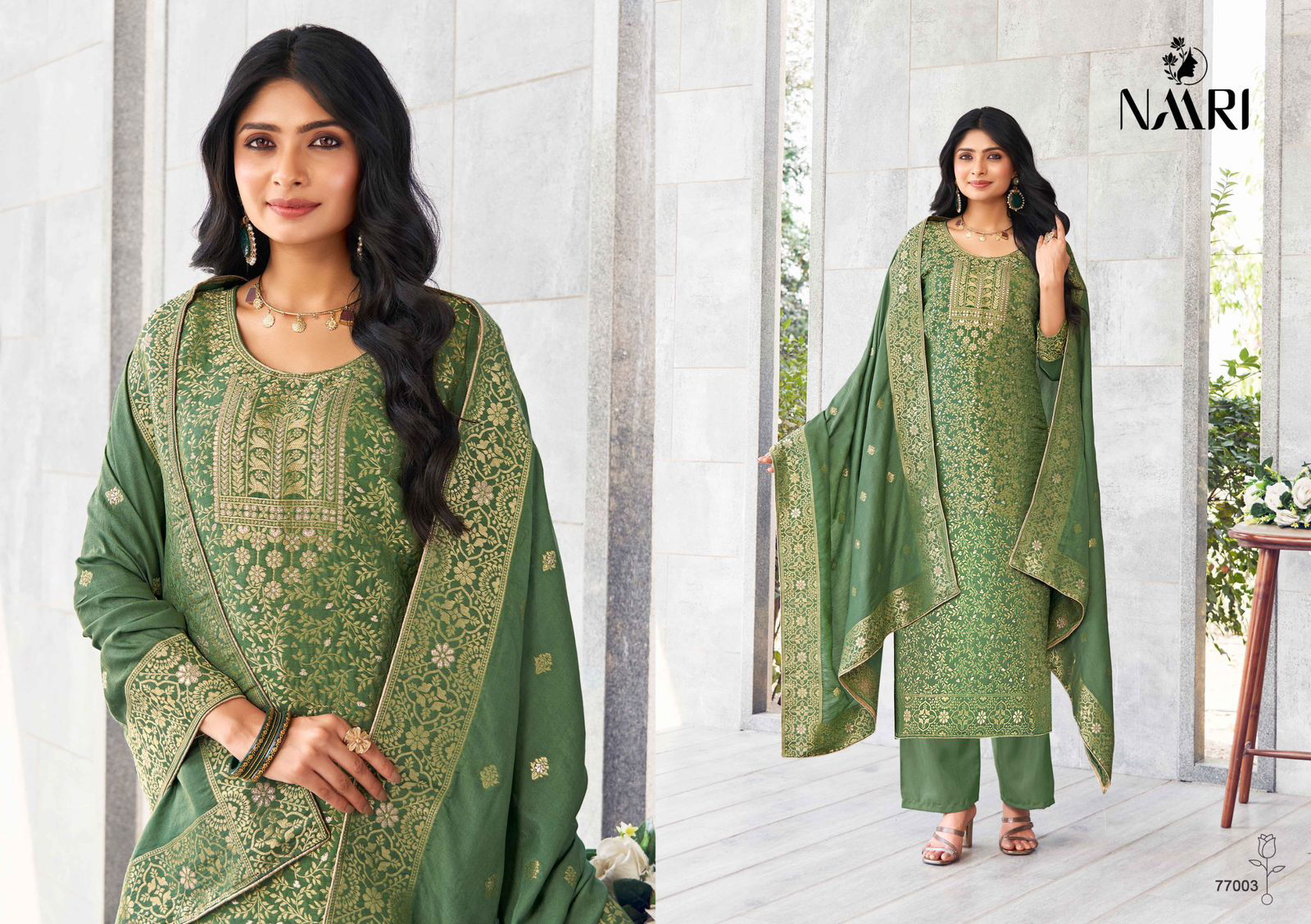 Mercedes By Naari Designer Masleen Jacquard Salwar Kameez Wholesale Clothing Suppliers In India
